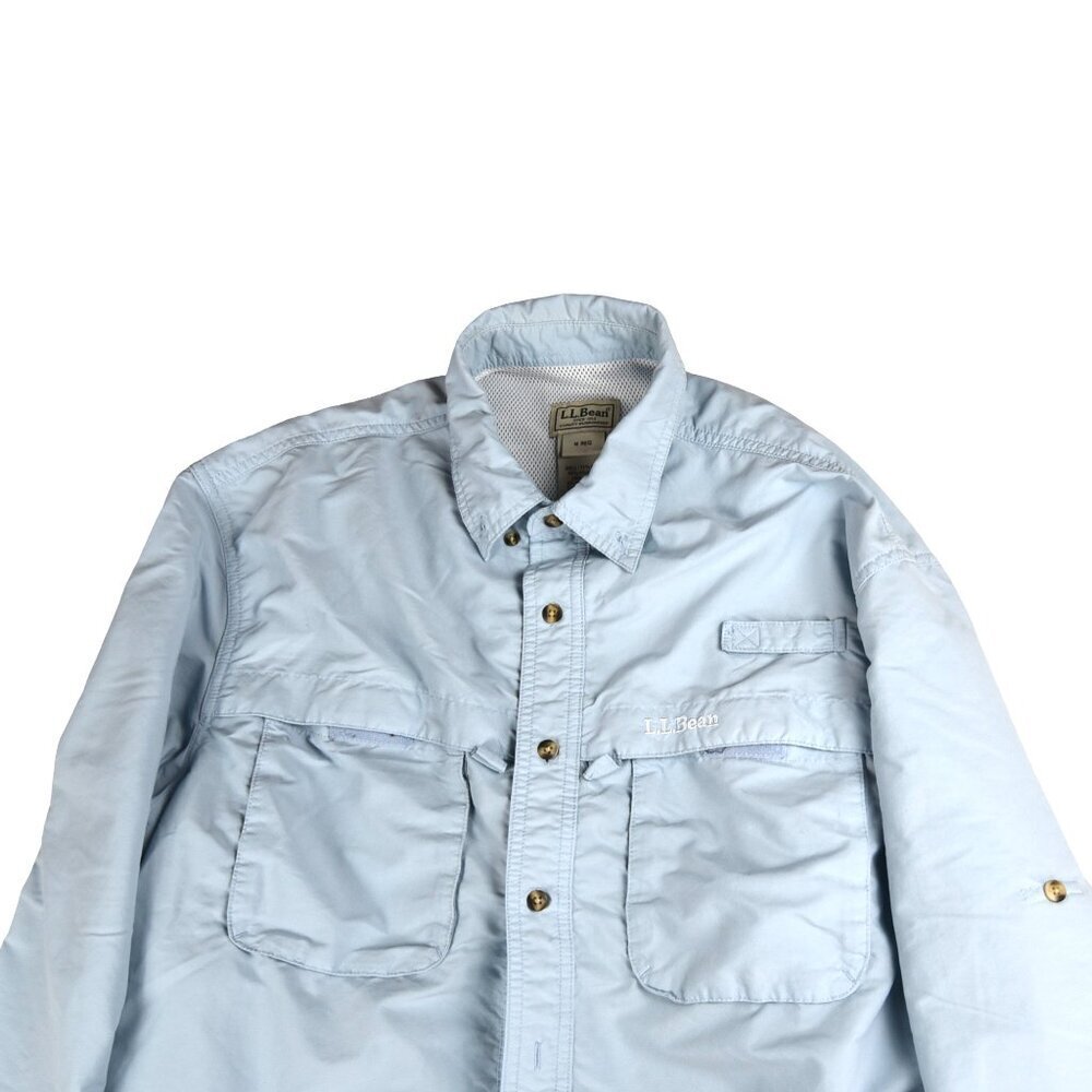 LL BEAN Men's Long Sleeve Fishing Hiking Vented Shirt Sky Blue Size Medium - Picture 2 of 8